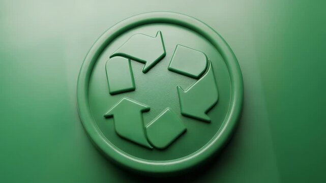 Monochromatic Green Recycle Symbol Closeup Ecological Awareness