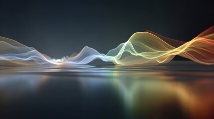 Abstract neon digital landscape with flowing lines and geometric shapes in fiber-optic tunnel. Dynamic cyberspace background conveying speed and movement.      