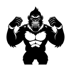Confident Boss Ape Silhouette Snapping Fingers | Powerful Leader Pose Vector | Alpha Primate Business Attitude Clipart Illustration