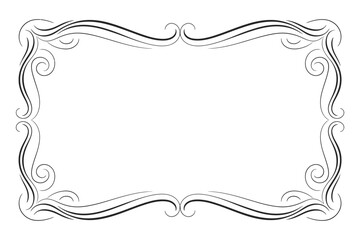 Elegant black and white swirling decorative border frame