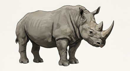 Fototapeta premium Illustration of a Rhinoceros on a White Background