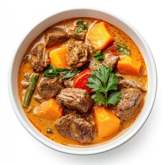 Healthy, traditional beef stew with vegetables in a bowl
