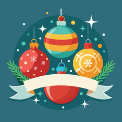 beautiful christmas balls banner with text space