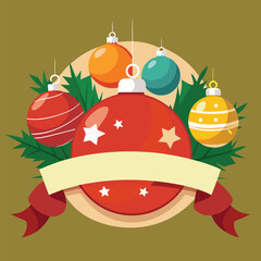 beautiful christmas balls banner with text space