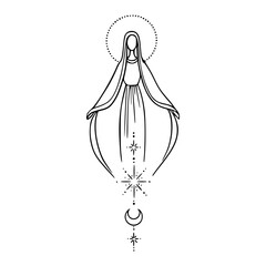 simple line art of a devotional holy figure