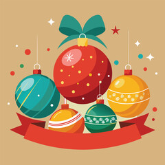 beautiful christmas balls banner with text space