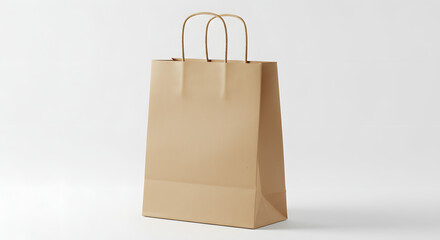 Brown Paper Shopping Bag on White Background