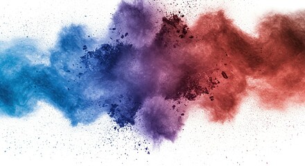 Fototapeta premium Dynamic Collision of Blue and Red Powder Clouds Creating a Purple Haze