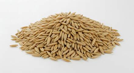 Pile of Oat Grains on White Background