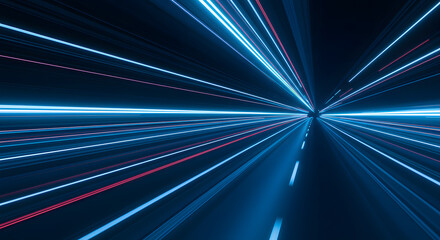 Abstract Blue Light Trails on Highway