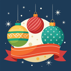 beautiful christmas balls banner with text space