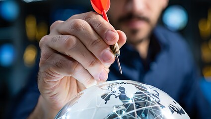 Targeting global markets with a strategic approach and focused decision making using a dart and glass globe