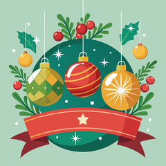 beautiful christmas balls banner with text space