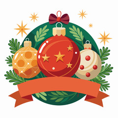 beautiful christmas balls banner with text space