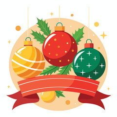 beautiful christmas balls banner with text space