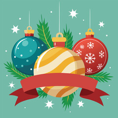beautiful christmas balls banner with text space