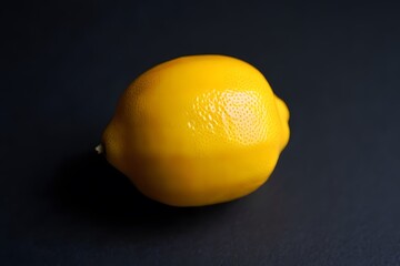 A Single Yellow Lemon on a Dark Background