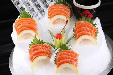 Chinese cuisine, Cantonese cuisine, salmon sashimi