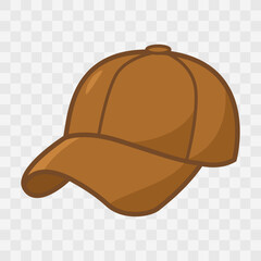 Brown baseball cap vector on checkered background. Curved brim hat icon for fashion, sportswear, branding, or casual lifestyle design assets