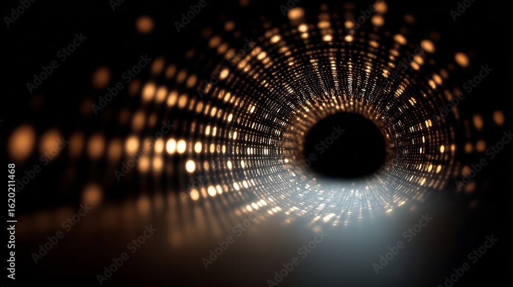Poster abstract glowing tunnel with depth of field for creative background imagery