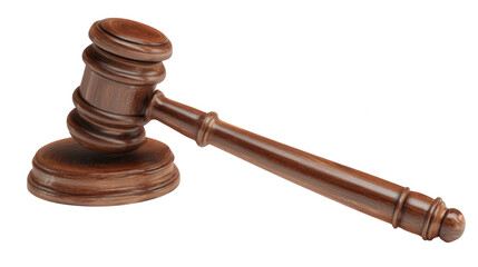 wooden gavel on a white background, png, transparent