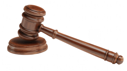 wooden gavel on a white background, png, transparent