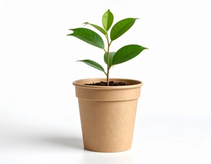 Obraz premium Leafy Green Plant in a Footed Recycled Pot