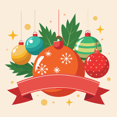 beautiful christmas balls banner with text space