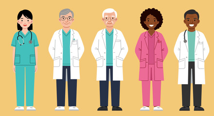 Diverse Medical Team Doctors and Healthcare Professionals Illustration