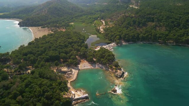 Phaselis Beach in Turkey - Drone View	
