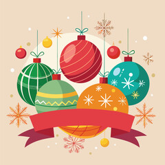 beautiful christmas balls banner with text space