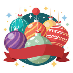 beautiful christmas balls banner with text space