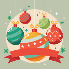 beautiful christmas balls banner with text space