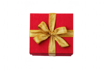 Red gift box with a golden ribbon, isolated on a white background, png, transparent