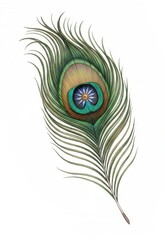 Obraz premium Detailed peacock feather, a beautiful symbol of spirituality and grace.