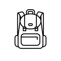 Naklejka premium Simple line drawing of a backpack with front pocket and straps 