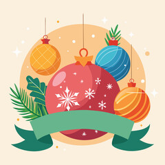 beautiful christmas balls banner with text space
