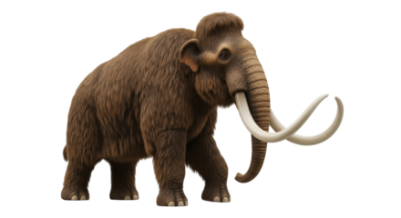 Isolated Woolly Mammoth with Long Tusks
