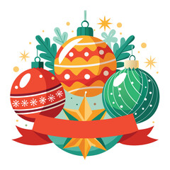 beautiful christmas balls banner with text space