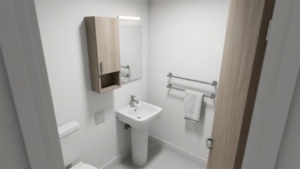 Compact Bathroom with Sink, Mirror, and Storage Cabinet