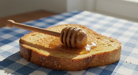 Honey drizzled toasted bread