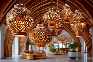 Decorative bamboo pendant light fixture high resolution picture
