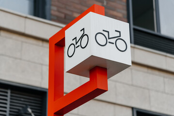 bicycle parking sign on street