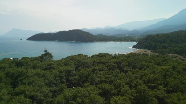 phaselis bay in turkey - drone view
