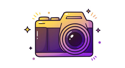 Purple and Yellow Pixel Art Camera Illustration
