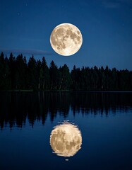 Full moon over a lake at night (5)