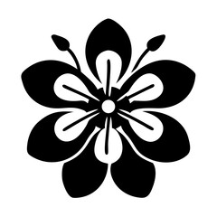 Stylized Floral Design with Six Petals and Prominent Stamens in Black