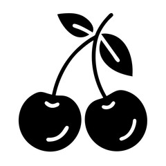 Delicious Black Cherry Fruit Duo Icon Vector Illustration Design Template