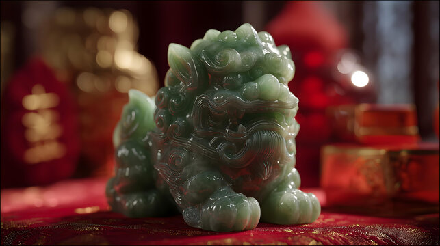 Elegant Pixiu of Wealth made of Imperial jade emerald-green