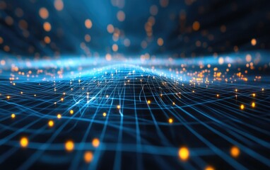 Energy of fractal realms technology with a symmetrical cyberspace pattern creates a virtual reality backdrop